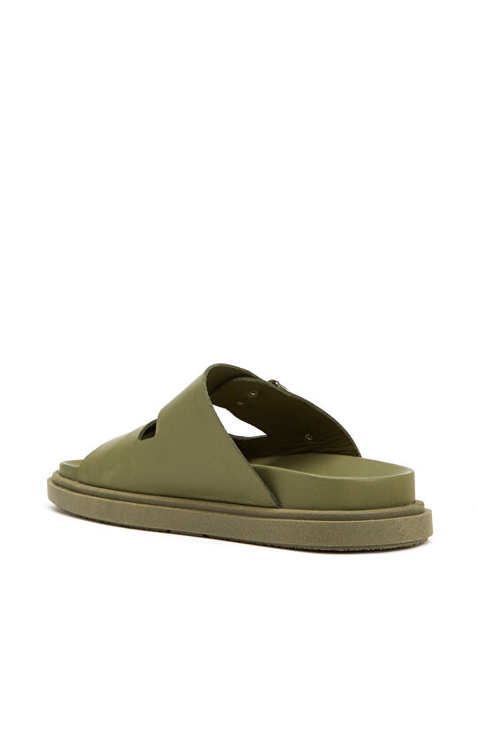 Haki Kadın Deri Terlik