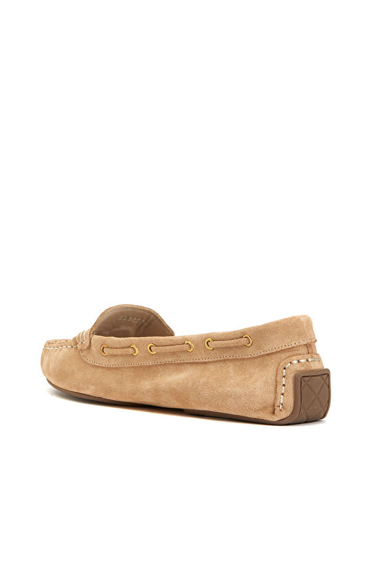 Bej Kadın Süet Loafer