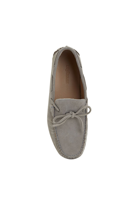 Gri Esnek Erkek Süet Loafer