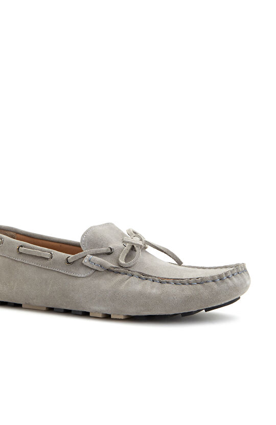 Gri Esnek Erkek Süet Loafer