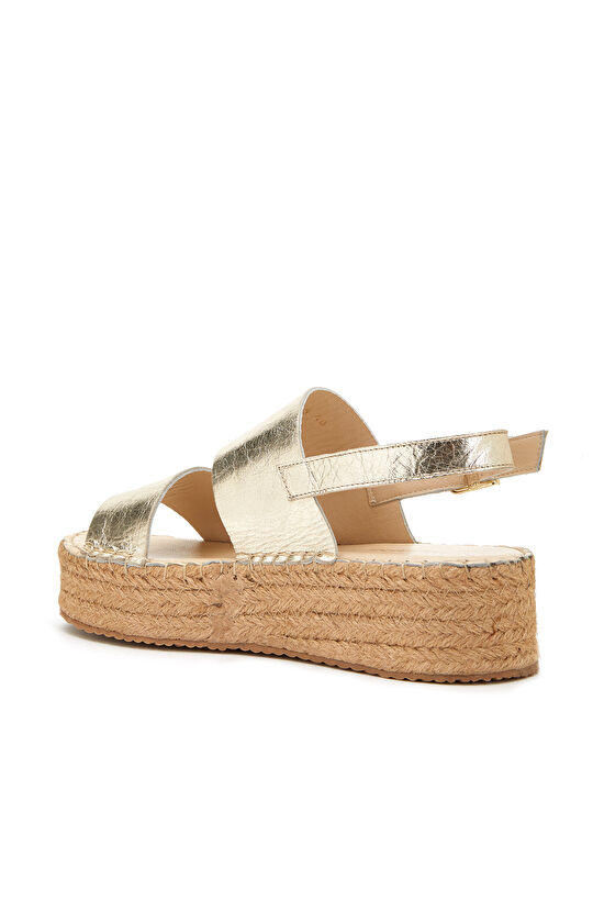 Altın Rengi Kadın Deri Espadril