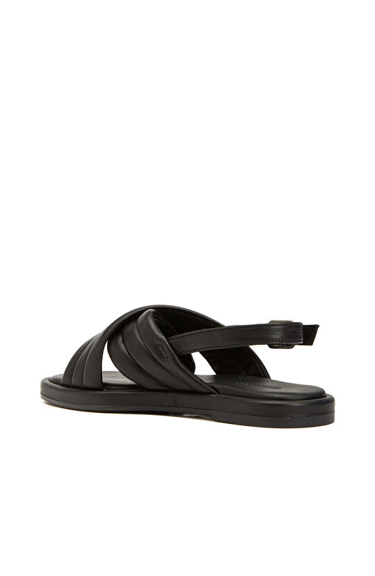 Siyah Kadın Deri Sandalet