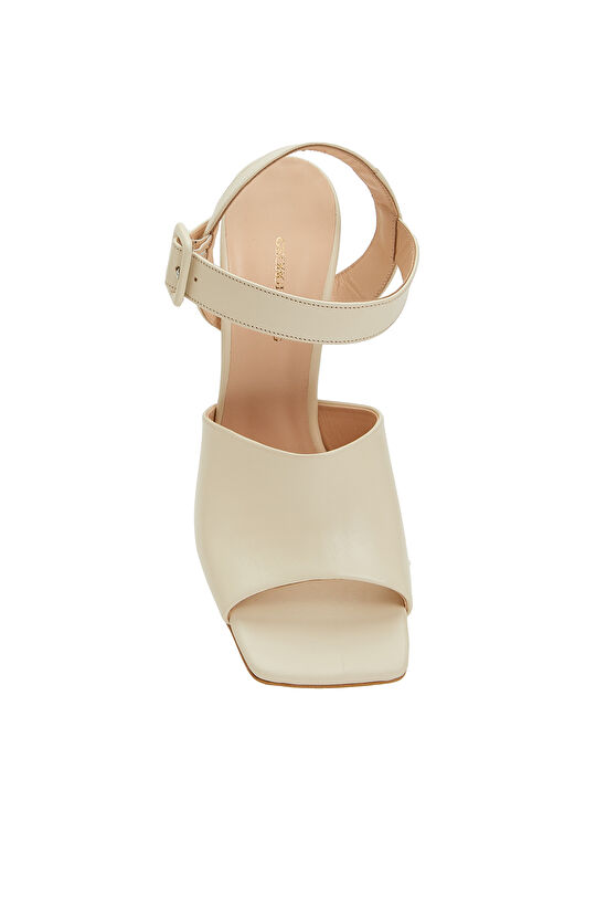 Bej Kadın Deri Sandalet