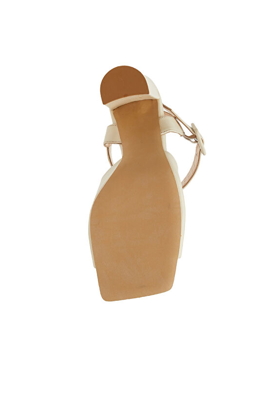 Bej Kadın Deri Sandalet