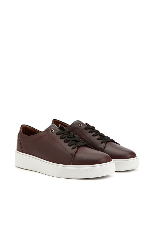 Bordo Kadın Deri Sneaker