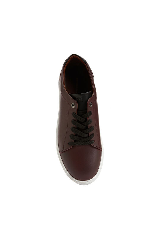 Bordo Kadın Deri Sneaker