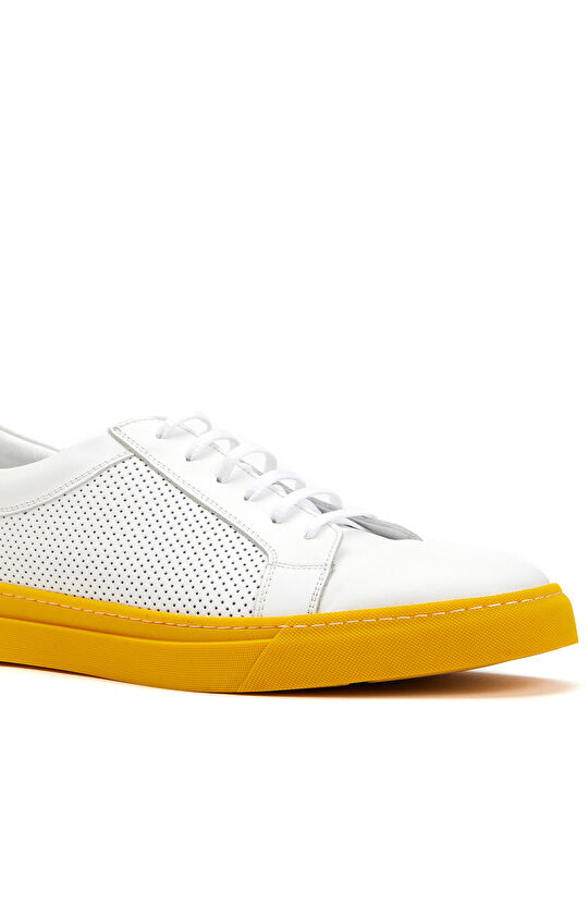 Beyaz Sarı Erkek Deri Ayakkabı