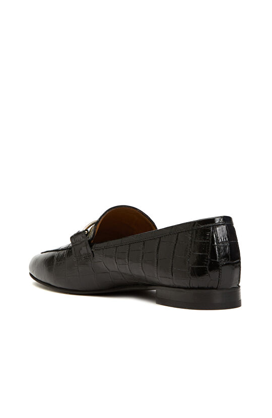 Siyah Kadın Deri Loafer