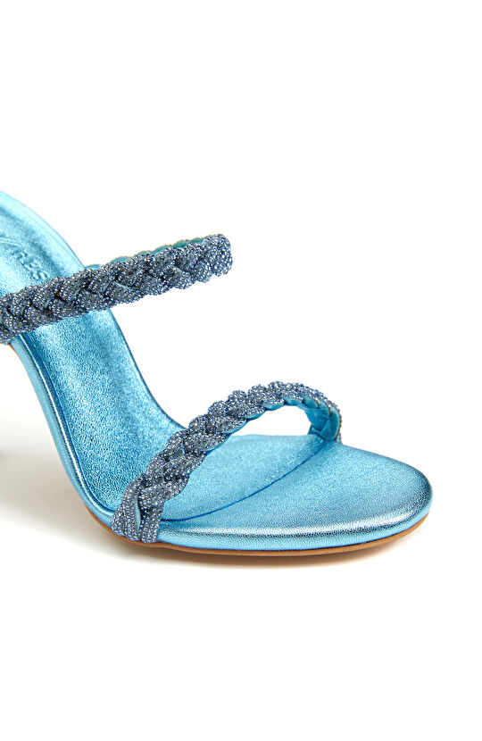 Mavi Kadın Deri Terlik