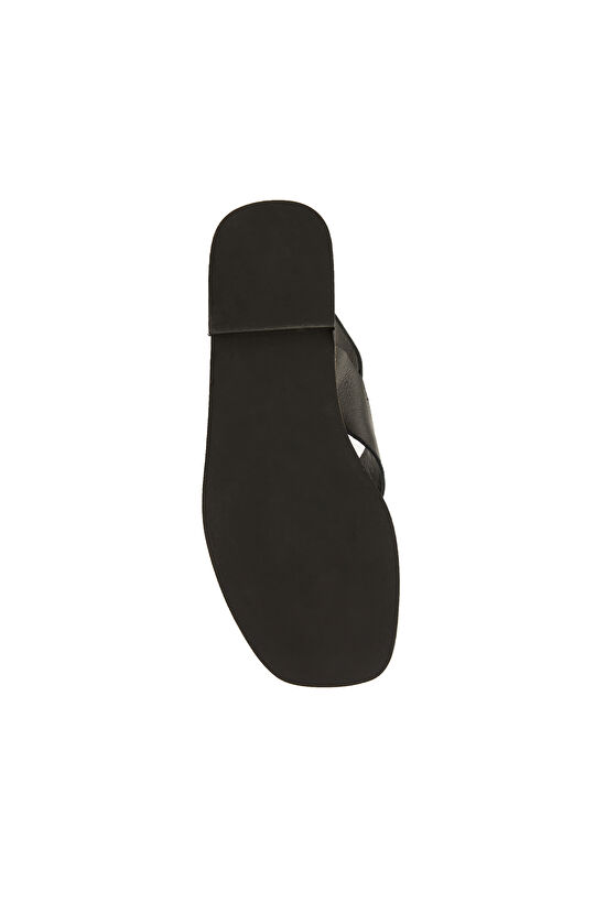 Siyah Kadın Deri Sandalet