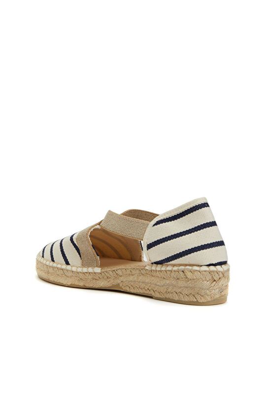 Beyaz Mavi Çizgili Kadın Espadril