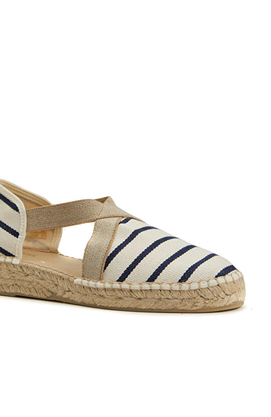 Beyaz Mavi Çizgili Kadın Espadril