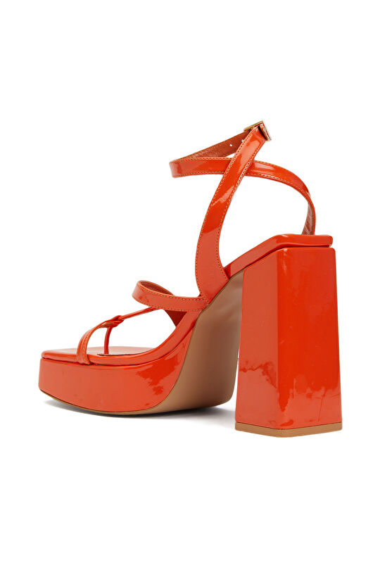 Turuncu Kadın Deri Sandalet