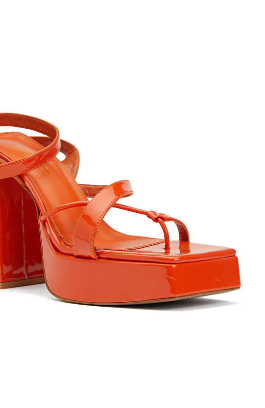 Turuncu Kadın Deri Sandalet