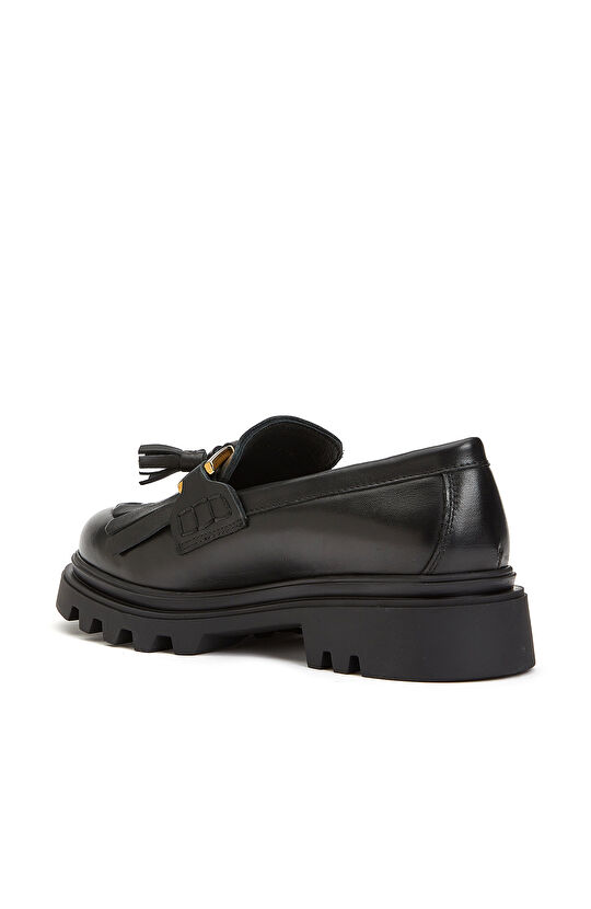 Siyah Kadın Deri Loafer