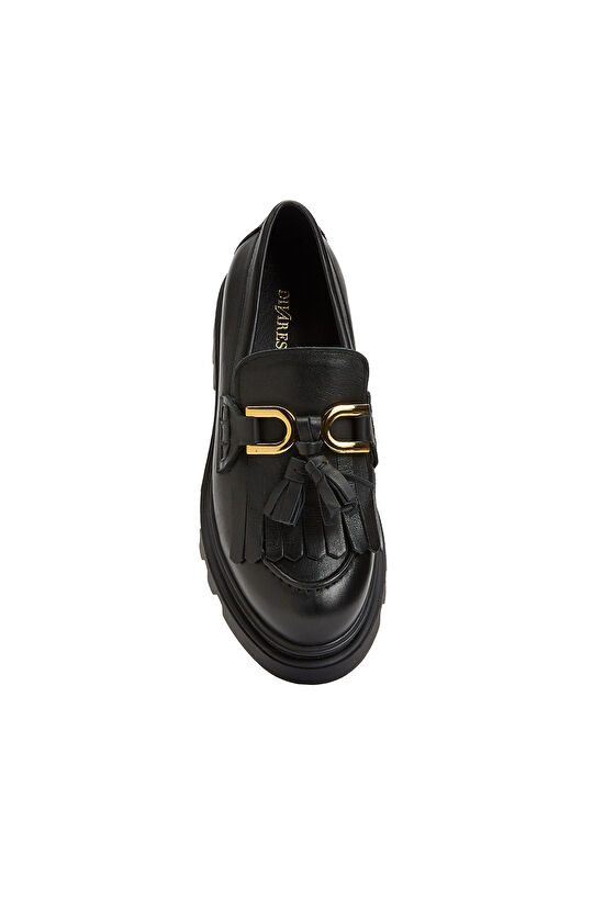 Siyah Kadın Deri Loafer