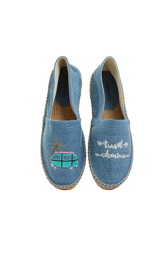 Mavi Desenli Kadın Espadril