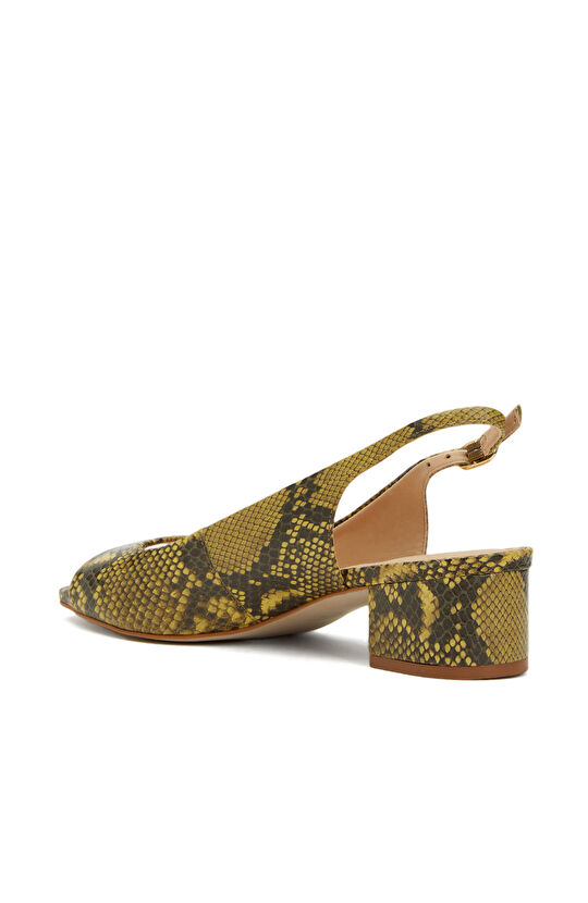 Sarı Kadın Deri Sandalet