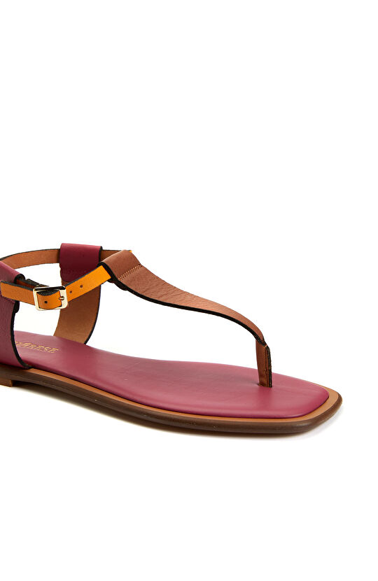 Pembe  Kadın Deri Sandalet
