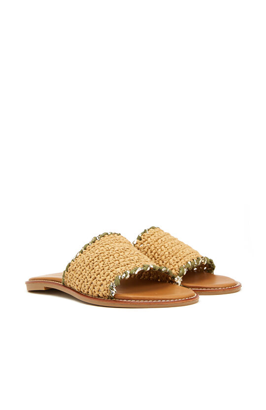 Naturel Kadın Hasır Terlik