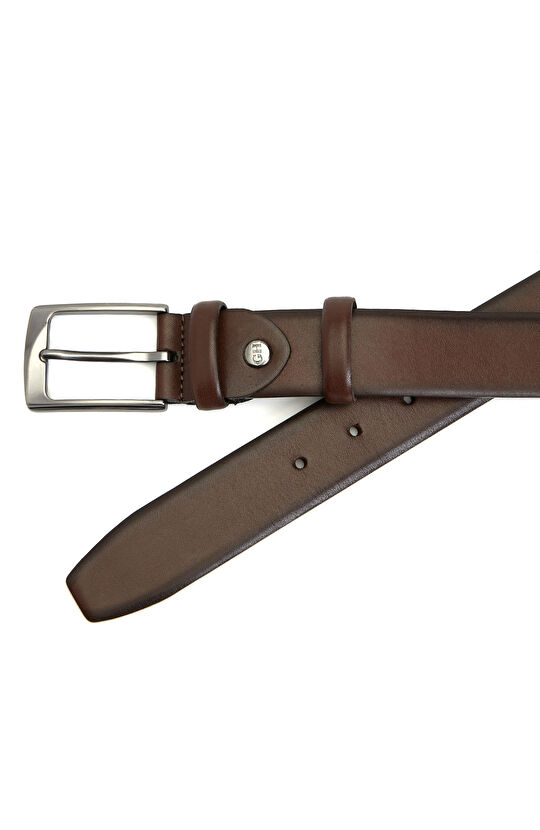 Kahverengi Metal Tokalı Erkek Deri Kemer