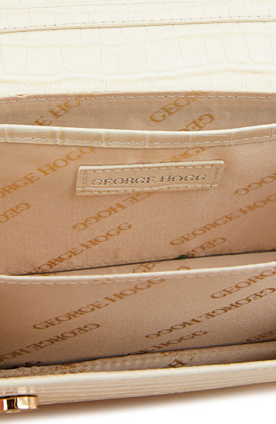 Bej Krokodil Kadın Deri Omuz Çantası