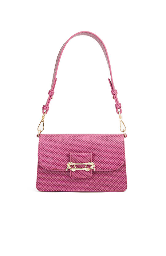 Fuşya Kadın Deri Omuz Çantası