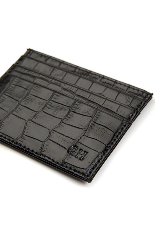 Siyah Kroko Erkek Deri Kartlık