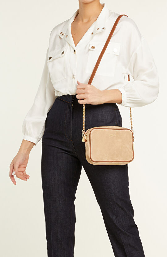 Bej Kadın Süet Postacı Çantası