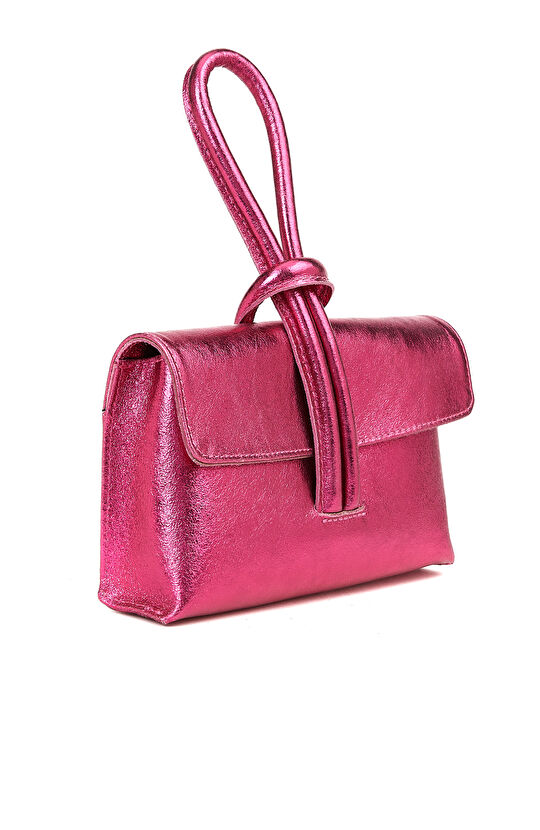 Fuşya Kadın Deri Omuz Çantası