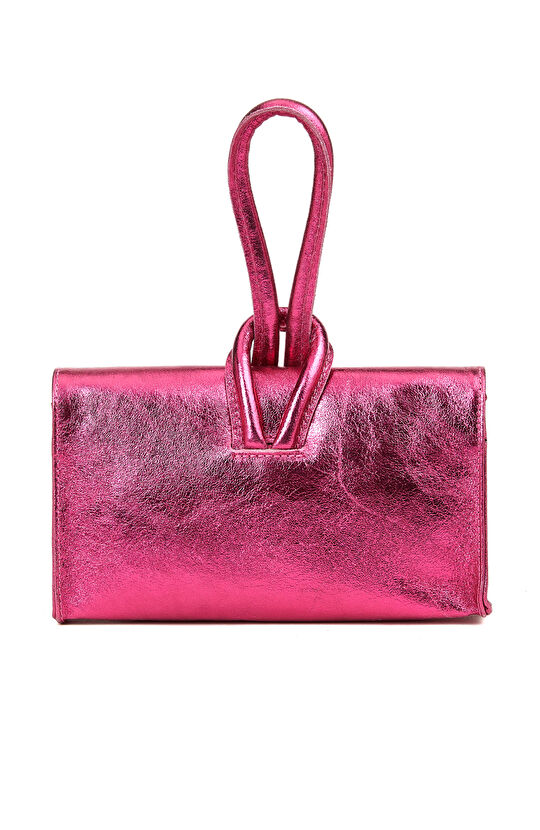 Fuşya Kadın Deri Omuz Çantası