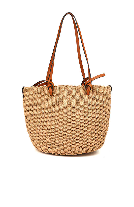 Bej Sepet Dokulu Kadın Omuz Çantası