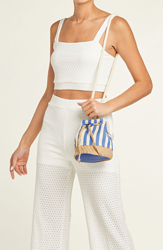 Mavi Çizgili Kadın Çanta