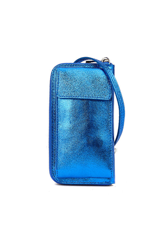 Mavi Kadın Deri Askılı Çapraz Çanta