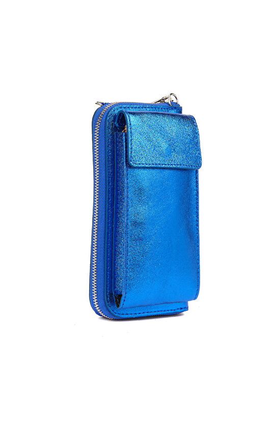 Mavi Kadın Deri Askılı Çapraz Çanta