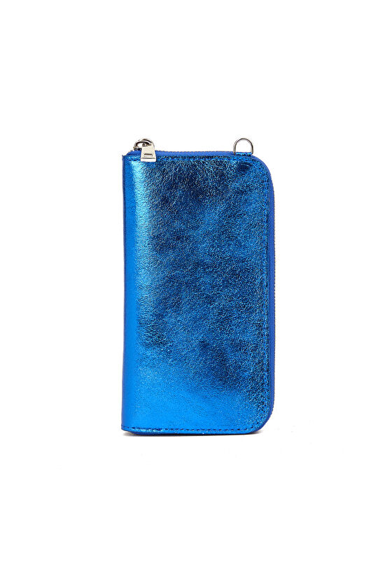 Mavi Kadın Deri Askılı Çapraz Çanta