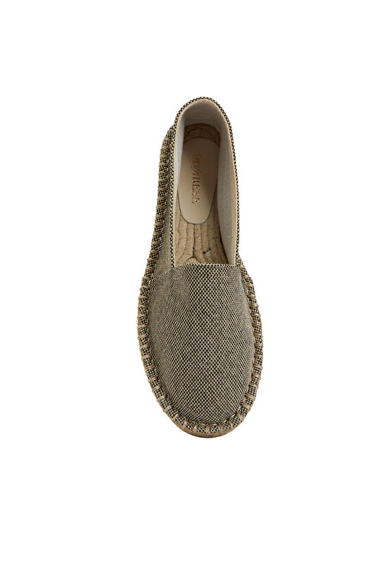 Siyah Bej Kadın Espadril