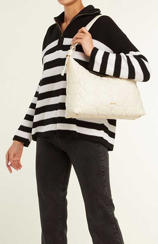 Bej Kapitoneli Kadın Çanta