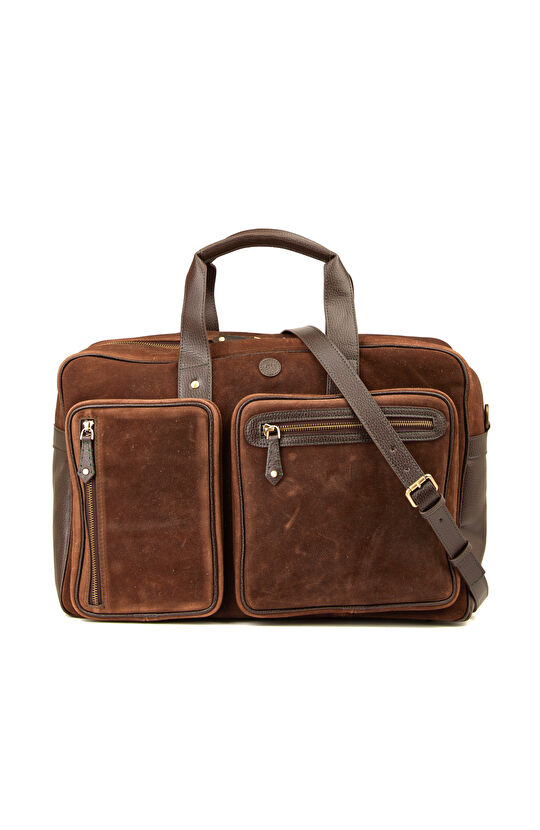 Kahverengi Erkek Süet Seyahat Çantası