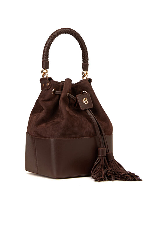 Kahverengi Kadın Süet Postacı Çantası