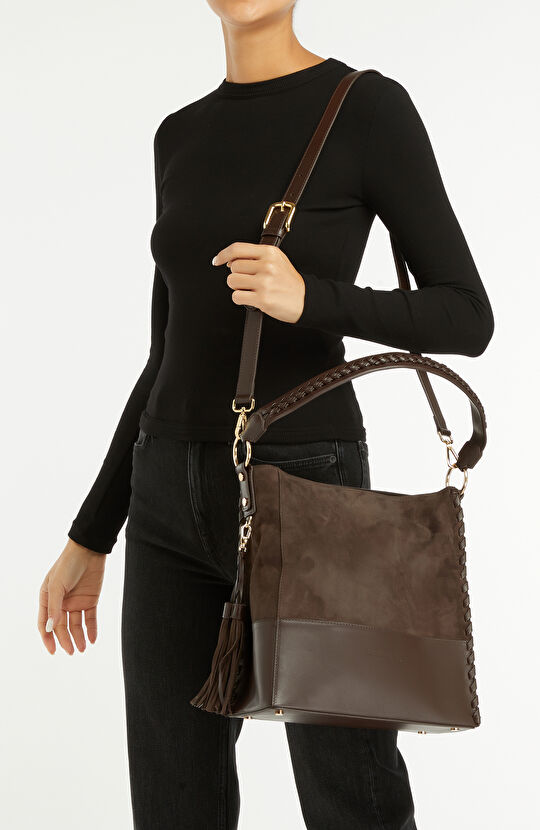 Kahverengi Kadın Süet Çanta