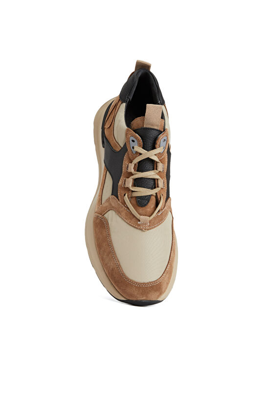 Bej Erkek Deri Sneaker