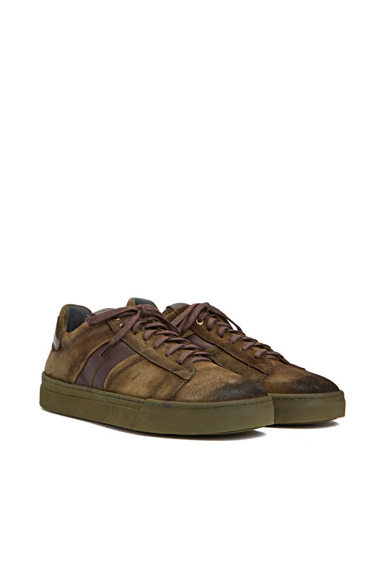 Haki Erkek Deri Sneaker
