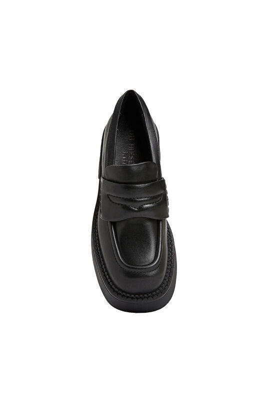 Siyah Kadın Deri Loafer
