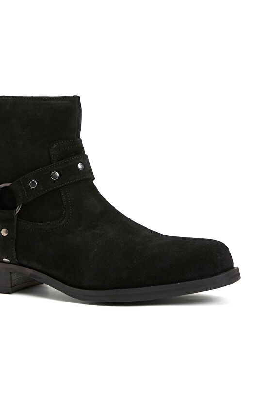 Siyah Kadın Süet Deri Kovboy Western Bot