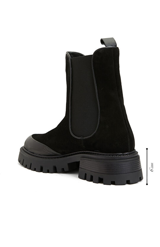 Siyah Kadın Deri Chelsea Bot