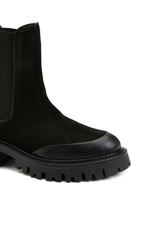 Siyah Kadın Deri Chelsea Bot