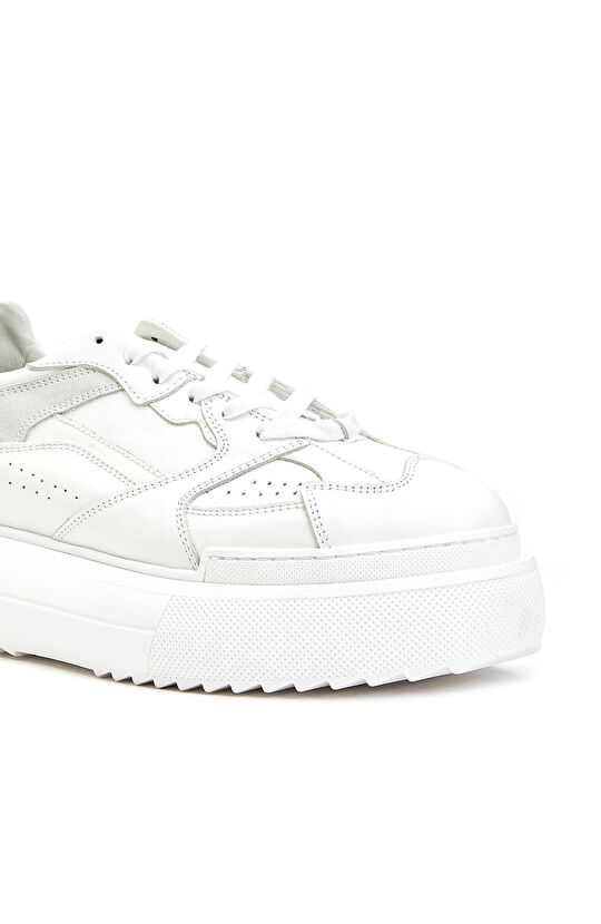 Beyaz Kadın Deri Sneaker