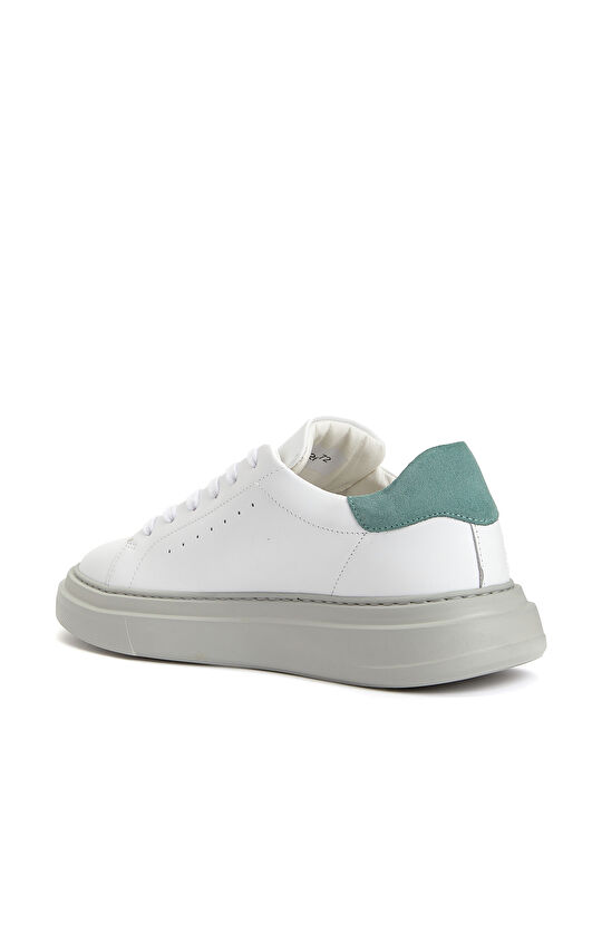 Beyaz Yeşil Kadın Deri Sneaker