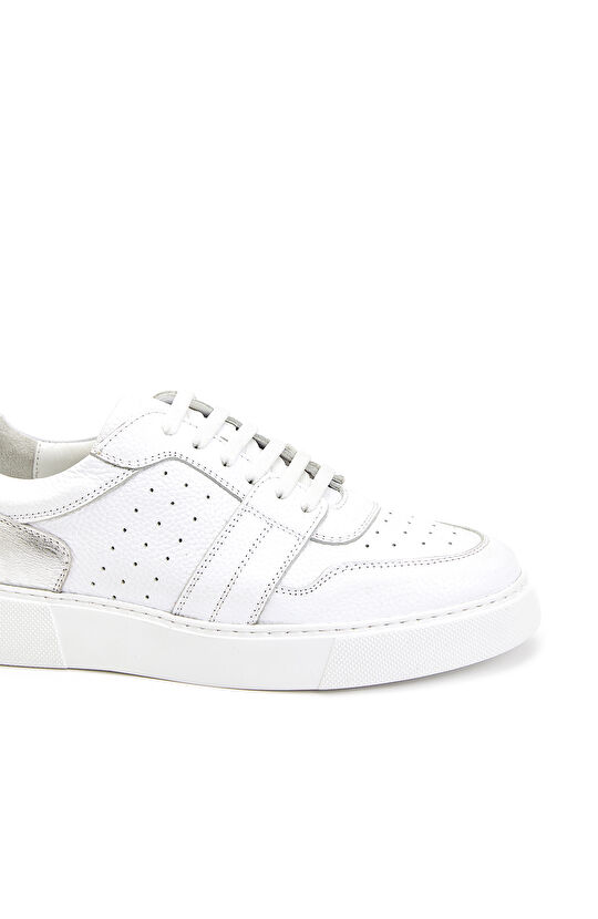 Beyaz Silver Kadın Deri Sneaker